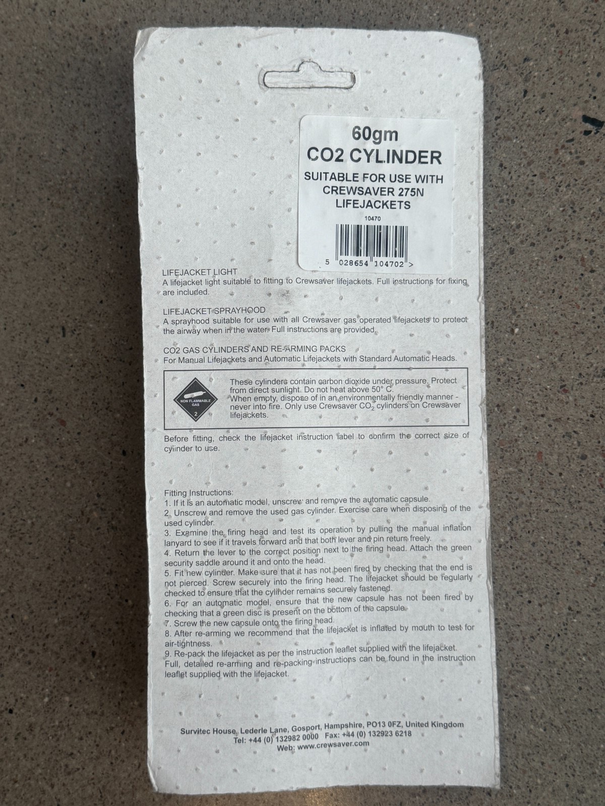 Crewsaver 60g Cylinder for Lifejacket — photo 2 of 3